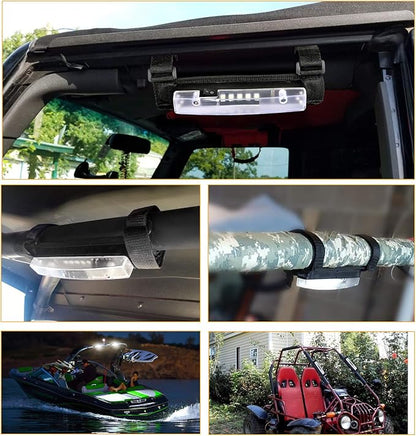 Universal Roll Bar LED Dome Light Utility Interior Courtesy Work UTV Dome Light Wraparound Roll Cage LED Lights Mount for Truck, ATV, UTV, RZR, Off Road, Pickup, Polairs, Boat