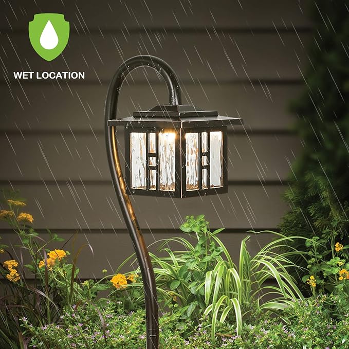 hykolity Low Voltage Pathway Lights 4 Pack, 3W 185LM 12V-15V LED Landscape Lighting, Oil-Rubbed Bronze Outdoor Path Lights, Die-Cast Aluminum Waterproof Walkway Lights for Yard Lawn, ETL Listed