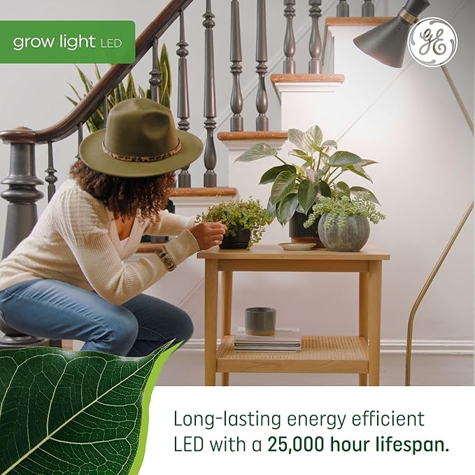GE LED Grow Light for Indoor Plants, Integrated LED Light Fixture for Flowers and Fruit, Advanced Red Light Spectrum, 25,000 Hours Lifespan, 67 PPF, 24 Inches, 1 Pack (Packaging May Vary)