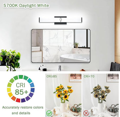 24 Inch Bathroom Vanity Light 2500LM, 5700K Daylight White Modern Bathroom Light Dimmable, AC 120V 25W Matte Black LED Vanity Lighting Fixtures Wall Sconce ETL Certified, 1Pack