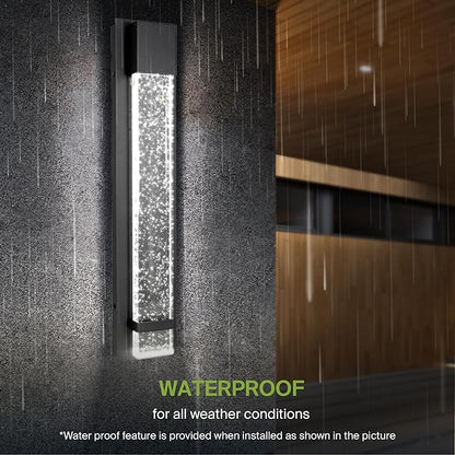 ASD LED 24" Bubble Glass Wall Light Fixture, Outdoor & Indoor Seeded Sconce | 3CCT, Waterproof, Dimmable, ETL Listed | 20W 600LM 3000-5000K 100-277V | Exterior Lantern, Porch Lighting | Black, 4 Pack