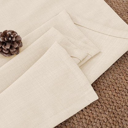 BGment Short Curtains for Bedroom,54 inch Length Faux Linen Curtains for Small Window Grommet Non-See Through Privacy Light Filtering Burlap Textured Kitchen Window,2 Panels,52 x 54 Inch,Light Beige