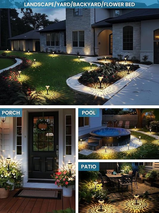 SOLPEX Solar Pathway Lights Garden Decor for Yard, Garden Lights Solar Powered Waterproof Landscape Lighting, Solar Outdoor Lights Porch Decor for Path Walkway Driveway (8 Pack Warm White)