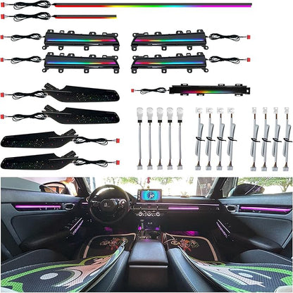 Ambient Lighting Kit for 11th gen Honda Civic，Interior Car Neon Lights for 2022 2023 2024 2025 Civic, Button and APP-Controlled RGB LED Strip Lights