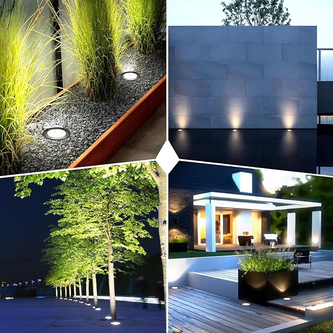 6W LED Landscape Lights, 110V 120V Well Lights IP68 Waterproof 5500k Cool White Outdoor In-Ground Lights for Yard, Garden Patio, Pathway,8 Pack