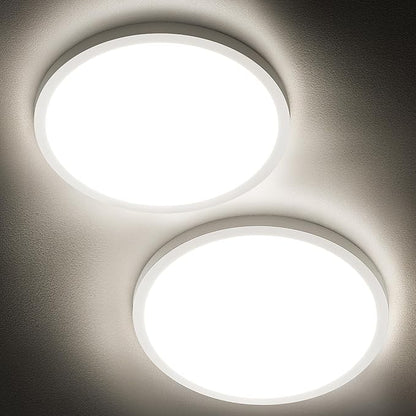 SunRider 2-Pack LED Flush Mount Ceiling Light Fixture, 4000K Neutral White, 2400LM, 12 Inch 24W 240W Equiv. Round Flat Ceiling Lights, Non-Dimmable