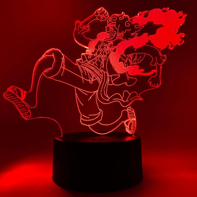 Otaku Lamps Luffy GEAR5 Moon One Piece – Anime Lamp Figure Night Light, 16 Color RGB LED – 3D Anime Room Décor Gift for Otaku