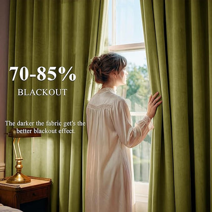 StangH Olive Green Polyester Curtains for Bedroom Room Darkening Thermal Insulated Window Drapes Super Soft Luxury Home Decoration for Living Room Nursery Kids, W52 x L84, 2 Panels