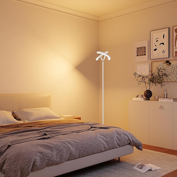 【Upgraded】Modern LED Floor Lamp - 30W Super Bright Standing Lamp, 350° Rotating Reading Floor Lamp with Remote Control, 3000K-6500K Stepless Dimmable, Tall Floor Lamp for Living Room, Bedroom, Office