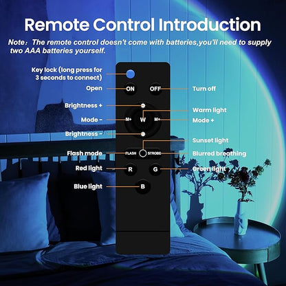 XEBKOR Sunset Projection Lamp with Remote/APP Control,Multi-Color LED Sunset Light Night Light,360 Degree Rotation Sunset Lamp for Photography/Party/Room Decor,Gifts for Christmas,Thanksgiving Day