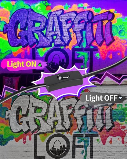45W Black Light Bar with 6ft Cord+Switch, Each Light Up 25x25ft Area, LED Blacklight Flood Light for Neon Glow Party Body Paint Fluorescent Tapestry Poster Classroom Bedroom Halloween, 1 Pack