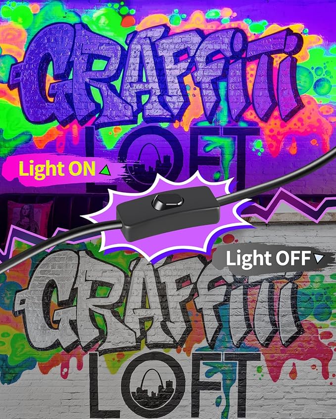 ISUERFY 4 Pack 45W Black Light Bar with 6ft Cord+Switch, Each Light Up 25x25ft Area, LED Blacklight Flood Light for Neon Glow Party Body Paint Fluorescent Tapestry Poster Classroom Bedroom Halloween