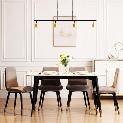 Shura - 4-Light Black and Brass Integrated LED Track Light Pendant w/Rotatable Spotlight Heads, Hanging Ceiling Spotlight Fixture, 3000K, 1960 Lumens