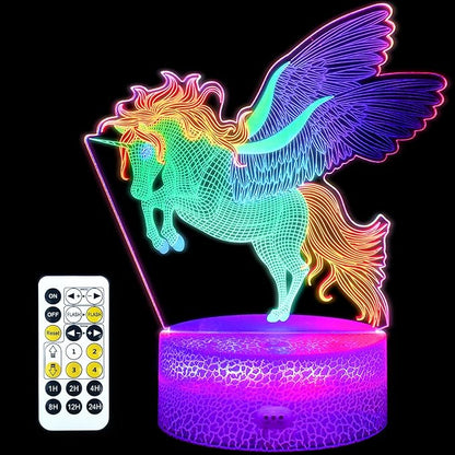 Horse Night Light, 3D Illusion Lamp with Remote Control, Timer, Multi-Color Changing, Dimmable Kids Bedroom Lamp, Led Night Light Lamp Horse Stuff for Girls & Boys, Birthday Christmas Gift