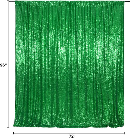 Poise3EHome Green Sequin Backdrop, 6FT x 8FT Sequin Photography Backdrop Curtain for Christmas St. Patrick's Day Party Decoration