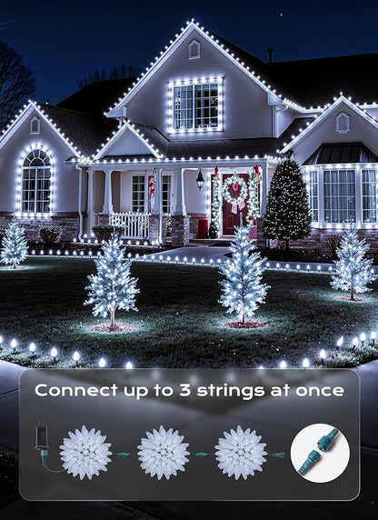 C9 LED Christmas Lights Outdoor, 72 FT 110 LED C9 String Lights, 8 Modes & Timer Connectable Waterproof for Christmas Tree Light Indoor Outdoor Roofline Patio Garden Yard Xmas Decoration, White 2 Pack