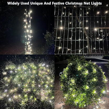 HISHINY Christmas Lights Outdoor Decorations for Bushes,LED Connectable Bush Christmas Lights Outdoor Yard Mesh Shrub Net Light for Party, Holiday, Wedding, Tree,Bushes (Cool White)