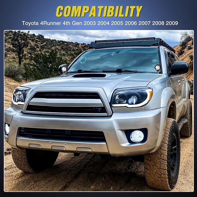 Nilight Ditch Light Brackets Hood Hinges Mount Bracket Kit for Auxiliary Offroad LED Pods Work Lighting Compatible with Toyota 4Runner 4th Gen 2003 2004 2005 2006 2007 2008 2009