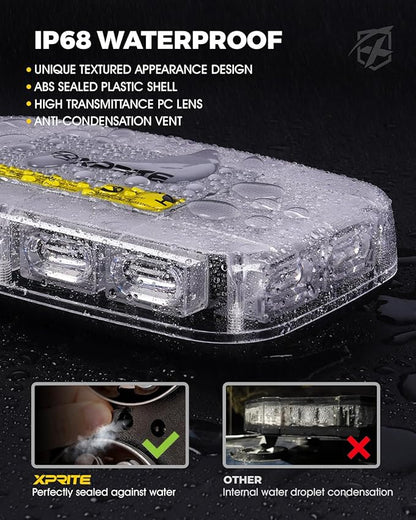 Xprite 2PCS Upgraded 12" 72LED Rooftop Mini Strobe Lights, Emergency Safety Flashing Beacon Light bar with Magnetic Base for 12V-24V Construction Vehicles, Trucks, Snow Plow, Postal Car (Green)