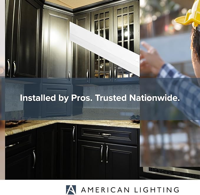 American Lighting LED Courant Plus Undercabinet Light 32 Inch 5CCT 90+ CRI 1600 Lumens with USB-A USB-C and 20A Receptacles White Finish Title 24 Compliant