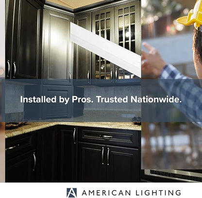 American Lighting LED Courant Plus Undercabinet Light 32 Inch 5CCT 90+ CRI 1600 Lumens with USB-A USB-C and 20A Receptacles White Finish Title 24 Compliant
