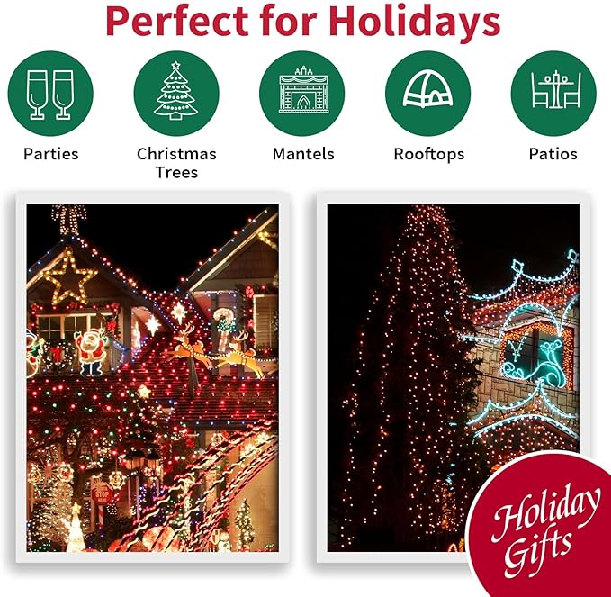 LAMPHOME RED Christmas Lights Set 100 Count 19.6 Feet Incandescent Bulb Mini String Lights for Indoor Christmas Tree Garland Birthday Wedding Party Festival Decoration, White Wire