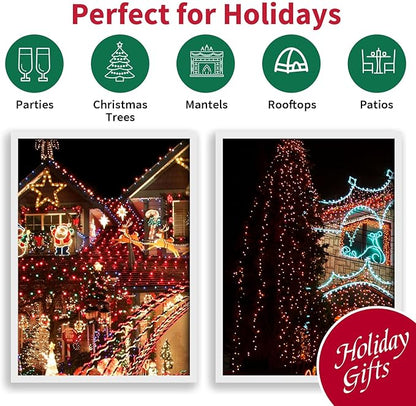 LAMPHOME RED Christmas Lights Set 100 Count 19.6 Feet Incandescent Bulb Mini String Lights for Indoor Christmas Tree Garland Birthday Wedding Party Festival Decoration, White Wire