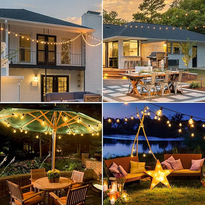 Mlambert 100Ft(2x50Ft) Outdoor String Lights, G40 Globe Patio Lights with 50+4 Waterproof LED Hanging Plastic Bulbs for Cafe Balcony Party-Brown Wire