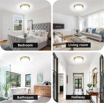 Hlite 36W 13inch LED Flush Mount Ceiling Light Fixture,3600LM 5000K Super Bright Natural Daylight,Low Profile LED Ceiling Light Flush Mount for Bedroom,Kitchen,Bathroom,Hallway(Gold 1Pack)