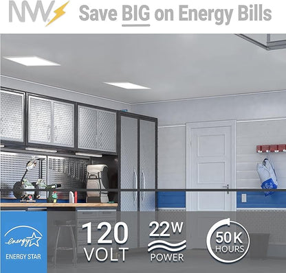 NUWATT 4 Pack, 1x2 LED Flat Panel Light Surface Mount, 5CCT 2700K/3000K/3500K/4000K/5000K Selectable, 2000LM, 22W, Internal Driver, Dimmable, 120V, 1x2 FT Ultra-Thin Ceiling Light Fixture, 1" Thick