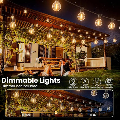 RTTY Outdoor String Lights 25 FT, Patio Light for outside with 13pcs G40 LED Plastic Bulbs, Shatterproof Waterproof Connectable Hanging Globe Lighting for Porch Cafe Bistro Backyard Balcony Deck Party
