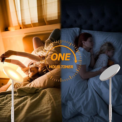 Yikuneng Super Bright Floor Lamp for Living Room, Stepless Dimmable LED Standing Lamp with Remote and Touch Control, 69” Tall Torchiere Corner Lamp for Bedroom Office Hotel, White
