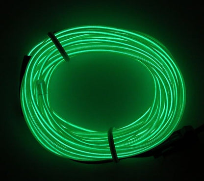 Searik LED Neon Light 16.4ft/5m Portable EL Wire Glowing Rope Lights LED Strips with Battery Controller for Halloween Decorations Party Favor Festival DIY Car Clothes Decor (Green)