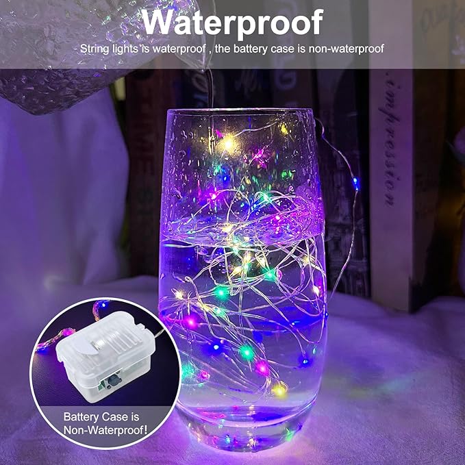 AIKEI 6 Pack LED Fairy Lights Battery Operated, String Lights Waterproof 7 Feet 20 Led Firefly Starry Lamps for Wedding Party Bedroom Garden Halloween Christmas Decoration Colorful