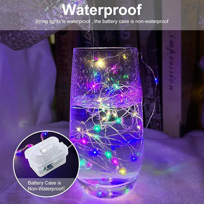 AIKEI 6 Pack LED Fairy Lights Battery Operated, String Lights Waterproof 7 Feet 20 Led Firefly Starry Lamps for Wedding Party Bedroom Garden Halloween Christmas Decoration Colorful