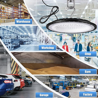 YANYCN 20 Pack 100W UFO Led High Bay Light Fixture,5000K Daylight Commercial Shop Bay Lighting,120VAC,15000LM,[450W MH/HPS Equiv.] US Plug Area Lighting for Warehouse/Barn/Gym/Factory/Workshop