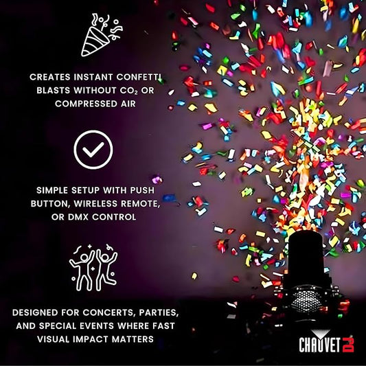 CHAUVET DJ FunFetti Shot Professional Confetti Launcher w/Wireless Remote for Concerts, Parties, and Special Events