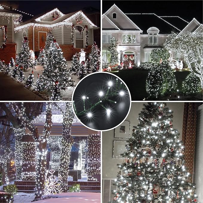 LAMPHOME 500 LED White Christmas String Lights, Plug in Twinkle Fairy Lights with 8 Modes & Timer, Waterproof Connectable Lights for Indoor Outdoor Home Party Wedding Bedroom Tree Decoration