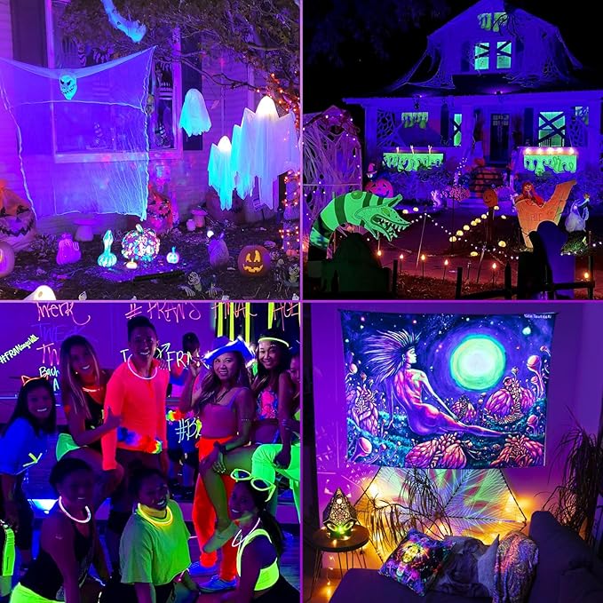 42W Black Light Bar with 5.25ft Cord and Switch, Light Up 23x23ft, 40 LEDs Blacklights for Glow Party, Halloween Decor, Body Paint, Bedroom, Classroom 1 Pack