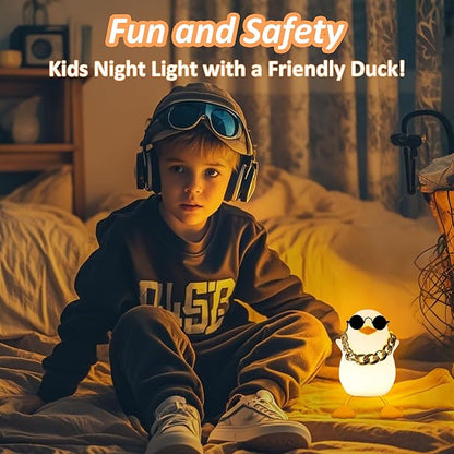 Anywin Duck Night Light for Kids, Cute Benson Ducks Gifts, Squishy Touch Silicone Animal Nursery Bedside Lamp Goose Gifts, Dimmer & Rechargeable, Birthday Gifts for Boys Girls Women Teen(Hip Hop Duck)