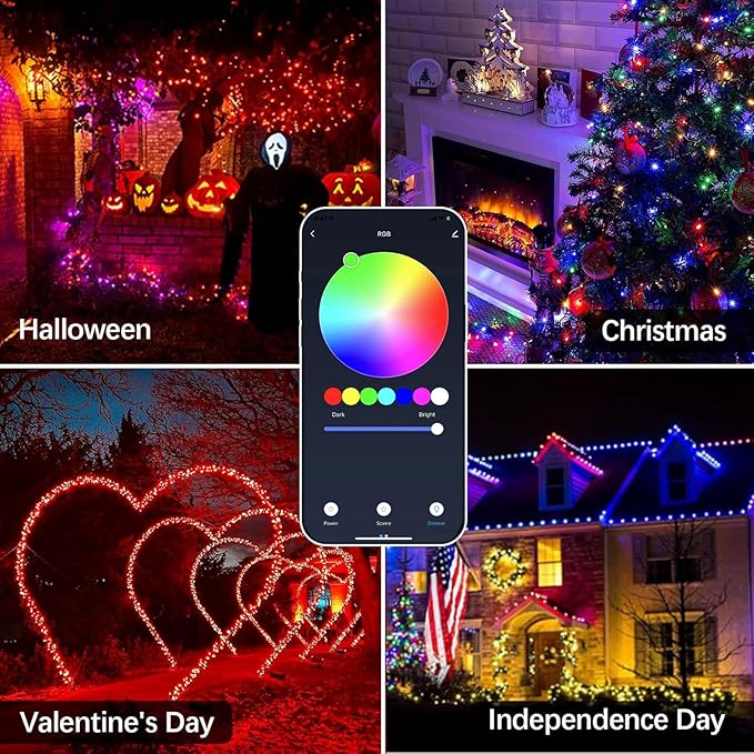 Smart Christmas String Lights - 131FT 400 RGB LEDs WiFi Christmas Lights with App Controlled Multi-Color Changing Compatible with Alexa & Google Home for 6-8ft Christmas Tree