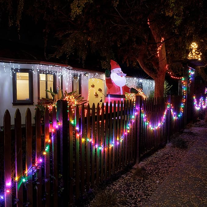 HOME LIGHTING 66ft Christmas Decorative Mini Lights, 200 LED Green Wire Fairy Starry String Lights Plug in, 8 Lighting Modes, for Indoor Outdoor Xmas Tree Wedding Party Decoration (Multicolor)