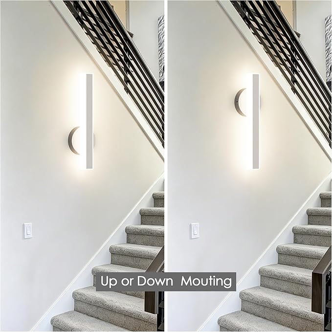 Aipsun Brushed Nickel Wall Sconce Hardwired Modern LED 18W Wall Sconce Set of Two, 15.7Inches Wall Lights for Living Room Bedroom Hallway 5CCT