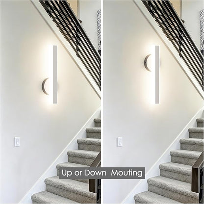 Aipsun Brushed Nickel Wall Sconce Hardwired Modern LED 18W Wall Sconce Set of Two, 15.7Inches Wall Lights for Living Room Bedroom Hallway 5CCT