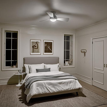 Kichler 330151MWH 44 Inch Sola Ceiling Fan LED, 3 Speed Wall Control Full Function, Matte White Finish with Matte White Blades