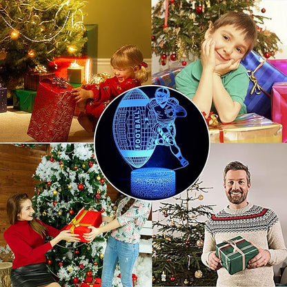 3D Illusion Football Player Night Light for Kids,Rugby LED Lamp 16 Color Changing Smart Touch&Remote Control Bedroom Decor Lamp Holiday Christmas Birthday Gift for Outsports Lover