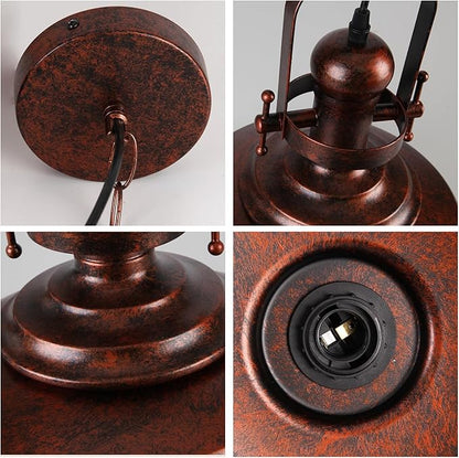 14" Copper Pendant Light, Farmhouse Industrial Vintage Hanging Light Fixture for Kitchen Island, Dining Room, Barn, Bar, Antique Red Bronze Finish