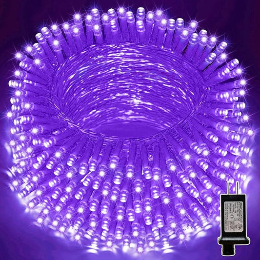 LAMPHOME 66FT 200LED Purple String Lights, 16 Modes Deep-Violet Purple LED Lights, Indoor Outdoor Christmas Lights Plug in, Halloween String Lights for Tree Bedroom Garden Yard Xmas Party Decor