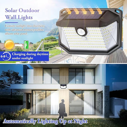 Solar Outdoor Lights, 8-Pack Super Bright 178 LEDs Motion Sensor Wall Light with 270° Wide Angle & 3 Modes, Waterproof Solar Powered Security Light for Patio Garden Garage Front Door