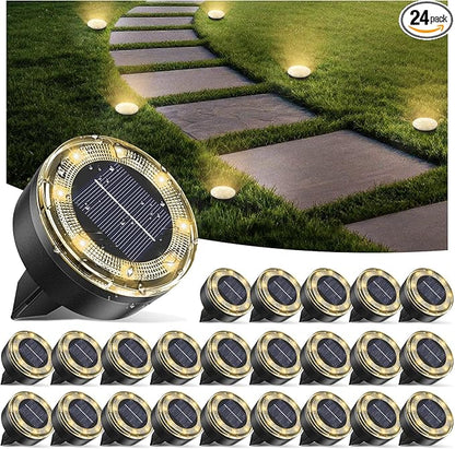 vighep Mini Solar Ground Lights, 24 Pack Solar Lights Outdoor Waterproof, Upgraded LED Flat Landscape Lighting for Outside Pathway Garden Patio Yard Driveway,Warm White